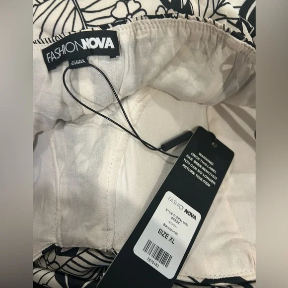 NWT Fashion Nova Black and White 🤍 Floral Mini Dress Size XL - Picture 6 of 6